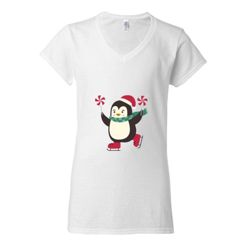 Cristmas penguin V-Neck T-Shirt