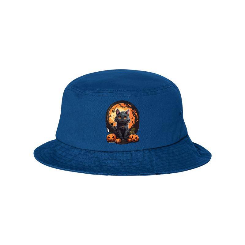 Black Cat With Halloween Ornament Bucket Hat