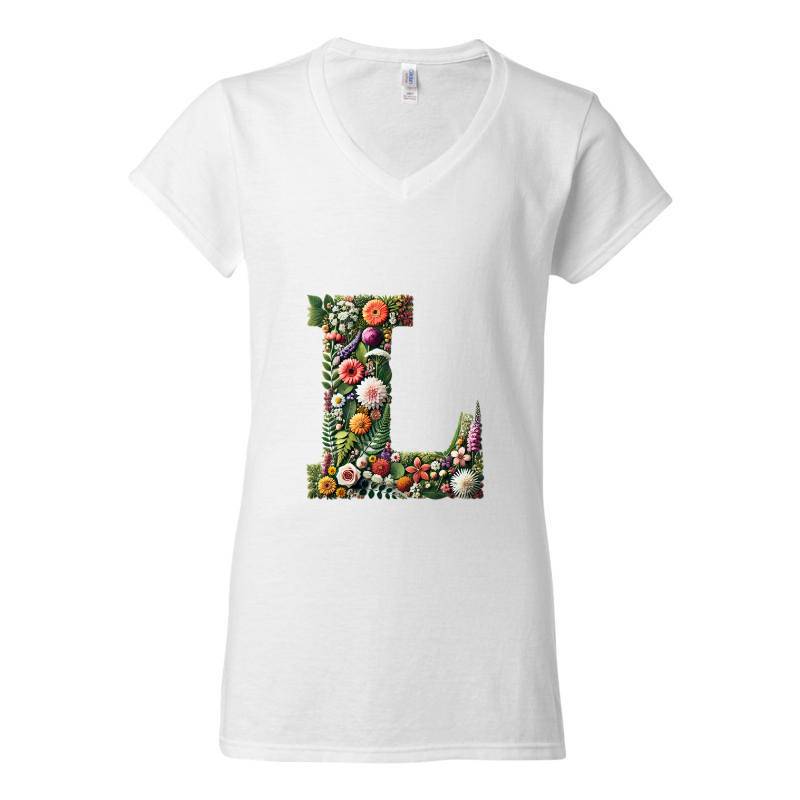 Letter L V-Neck T-Shirt