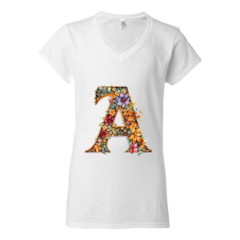 Letter A V-Neck T-Shirt