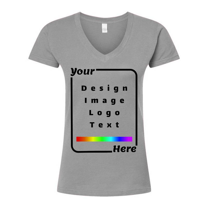 Your Design Here White V-Neck T-Shirt