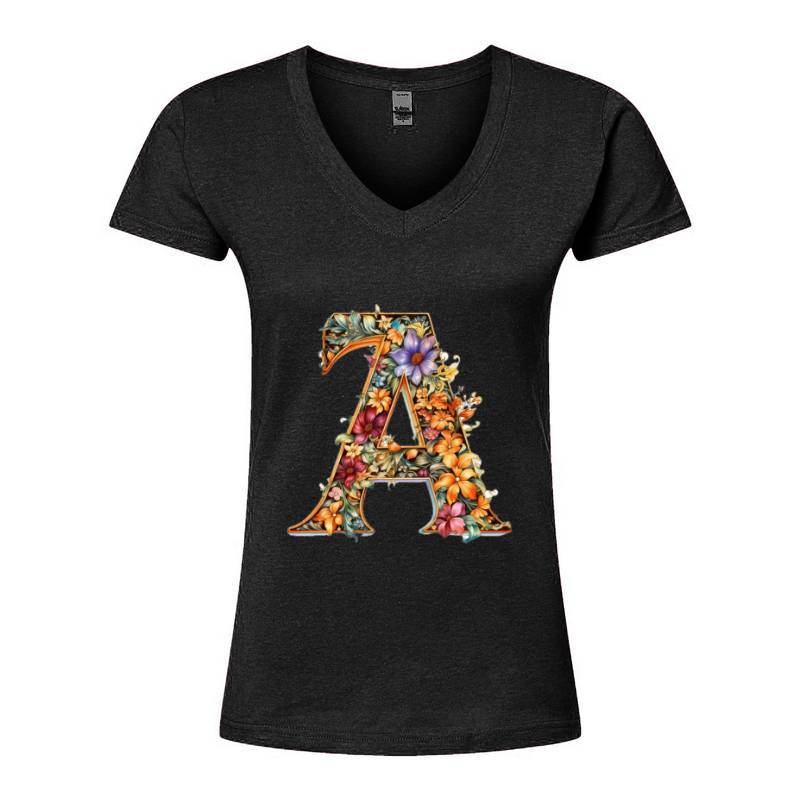 Letter A V-Neck T-Shirt