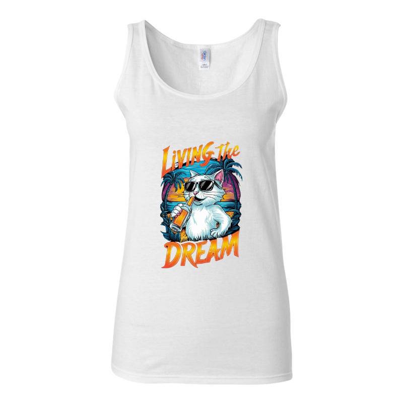 Living The Dream Cat Tank Top T-Shirt