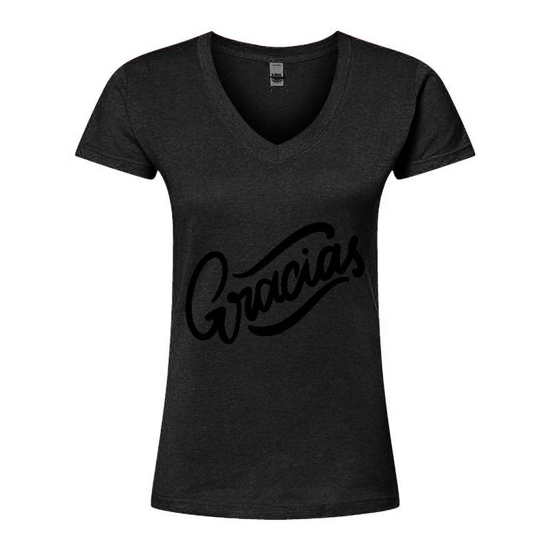 Gracias Black V-Neck T-Shirt
