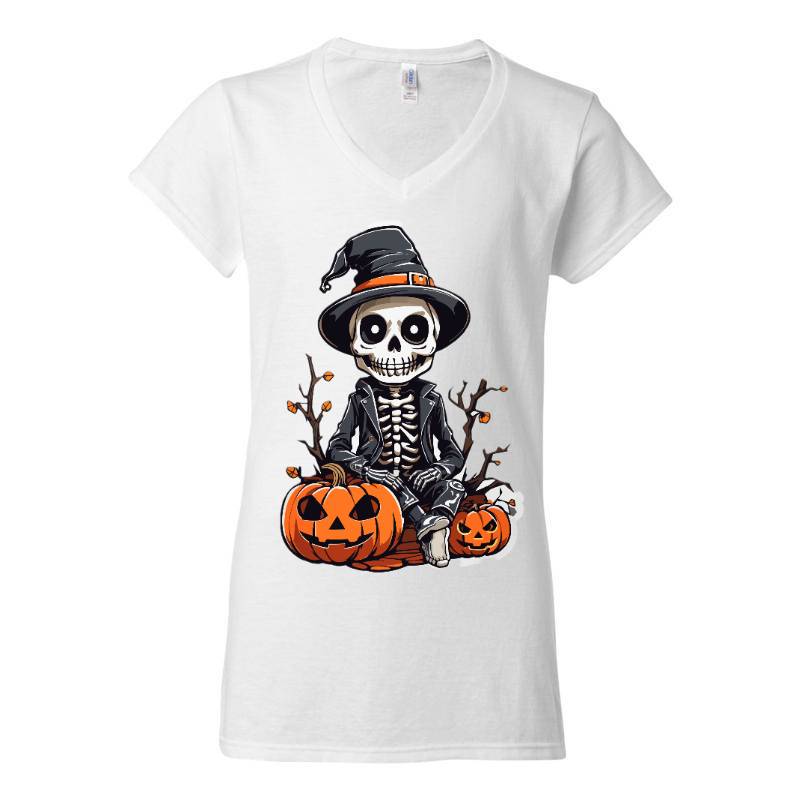 Skeleton Halloween V-Neck T-Shirt
