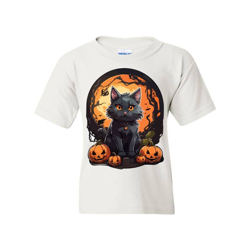 Black Cat With Halloween Ornament T-Shirt