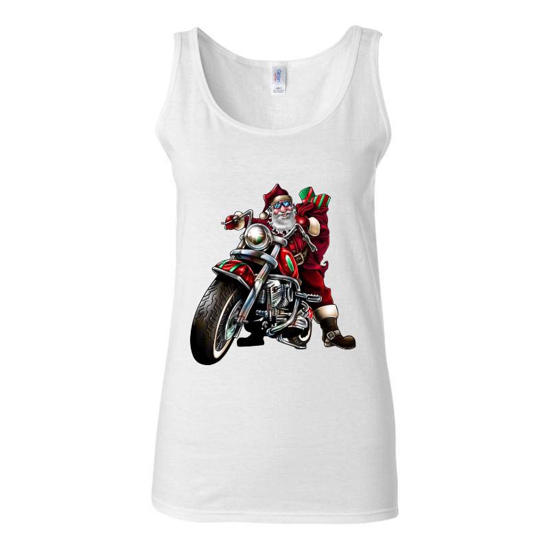 Motorcycle Santa Claus Tank Top T-Shirt
