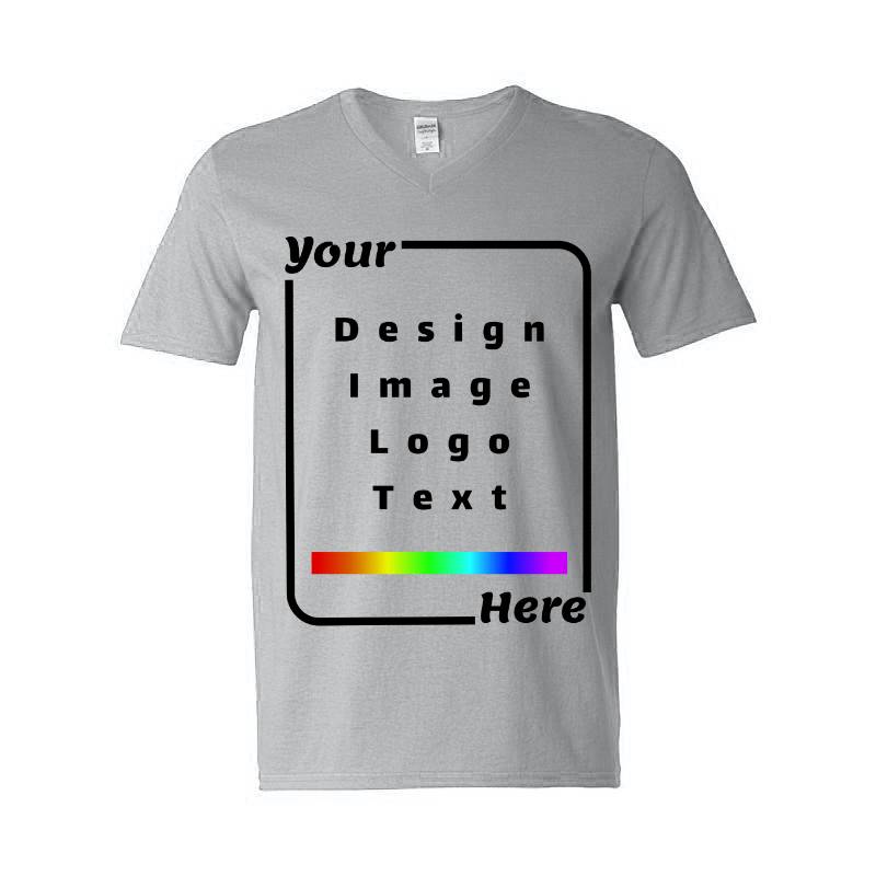 Your Design Here White V-Neck T-Shirt
