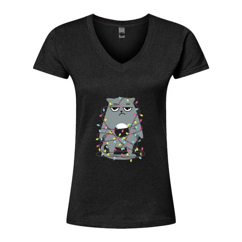 Cristmas cat V-Neck T-Shirt