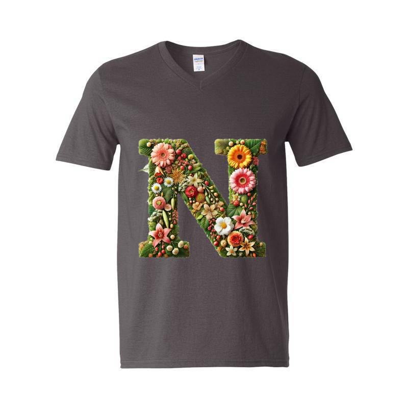 Letter N V-Neck T-Shirt