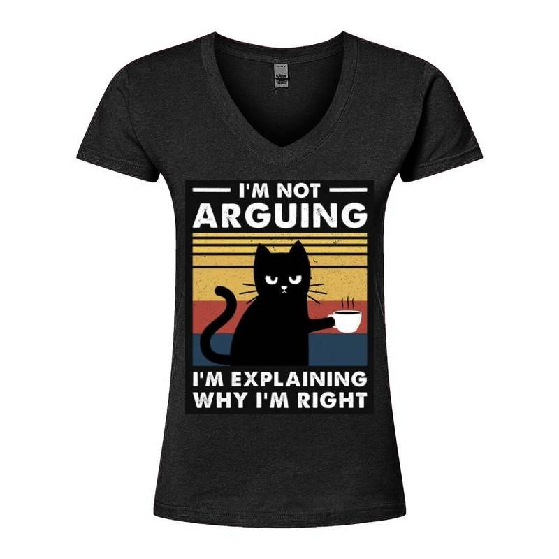 Wise Cat V-Neck T-Shirt