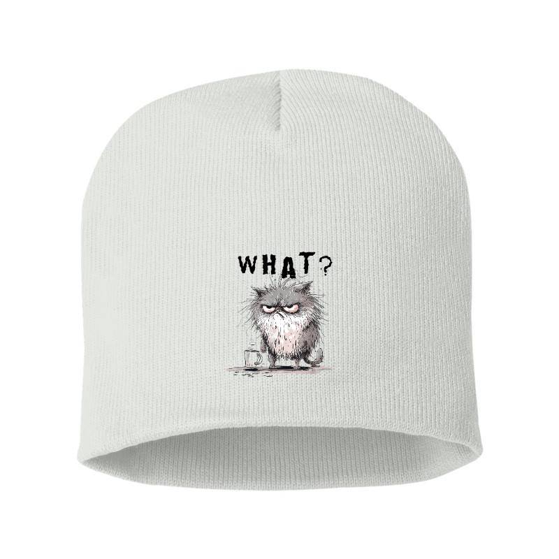 Funny Cat Coffee Sarcastic Meme Frazzled Cat Debie Beanie