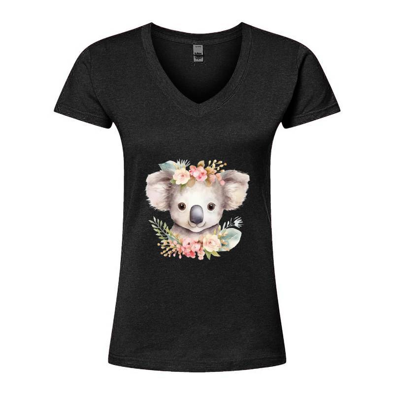 Koala with flower V-Neck T-Shirt
