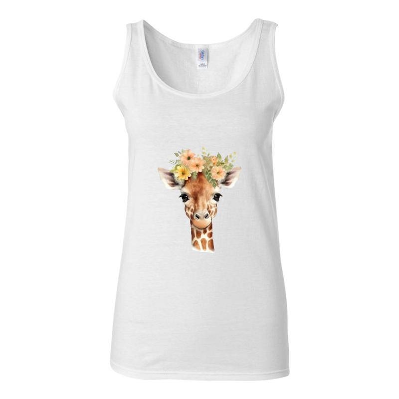 Giraffe with flower Tank Top T-Shirt