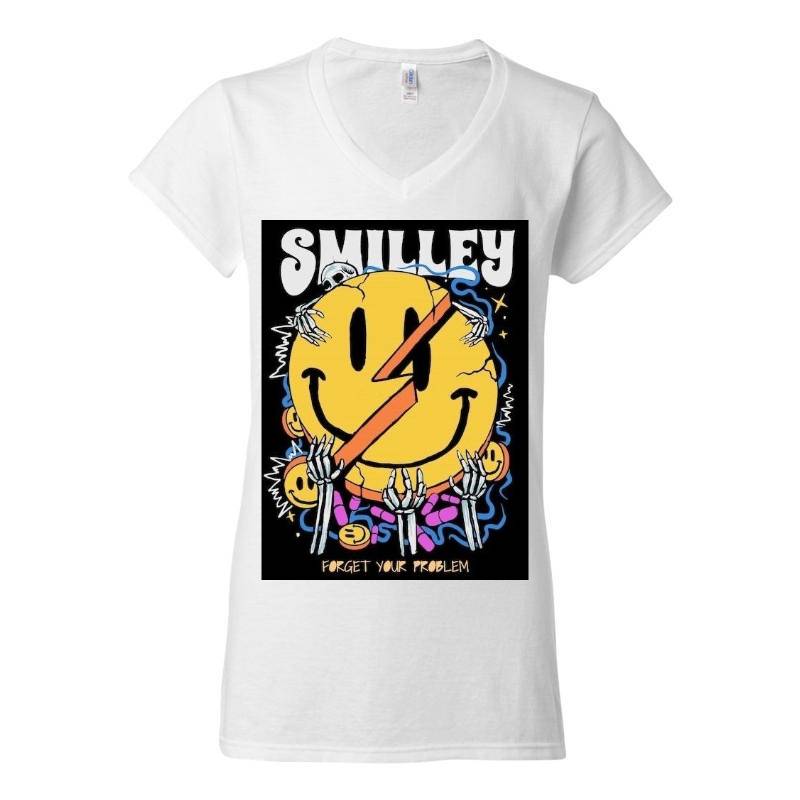 Smile Skull V-Neck T-Shirt