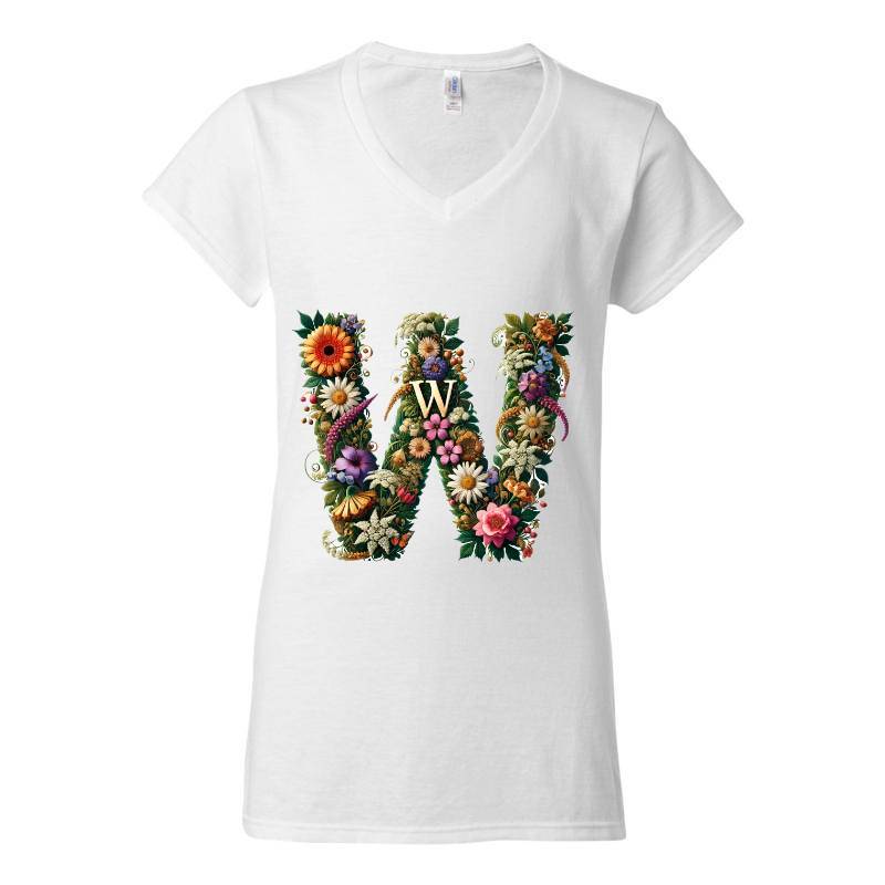 Letter W V-Neck T-Shirt