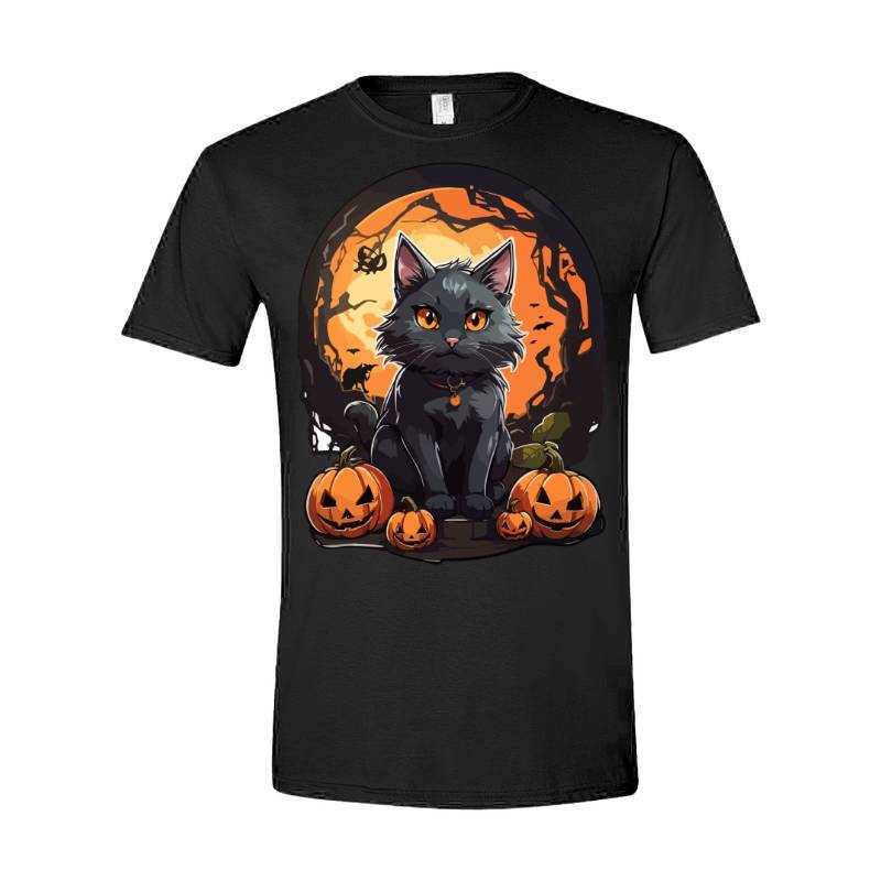 Black Cat With Halloween Ornament T-Shirt