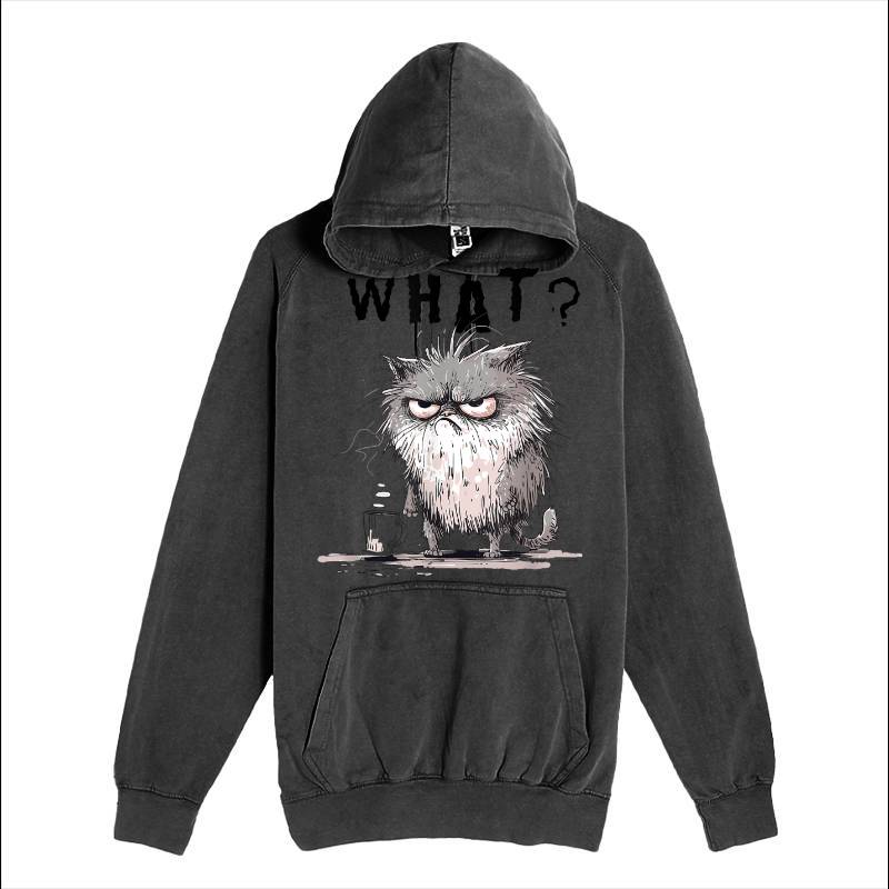 Funny Cat Coffee Sarcastic Meme Frazzled Cat Debie Hoodie
