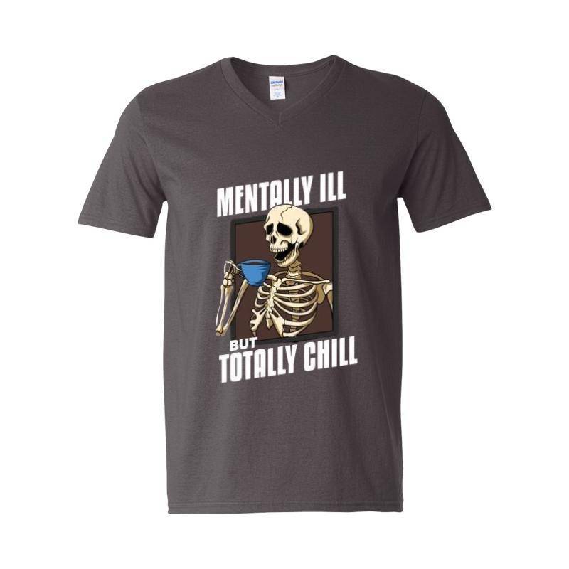 Mentally ill Skull V-Neck T-Shirt