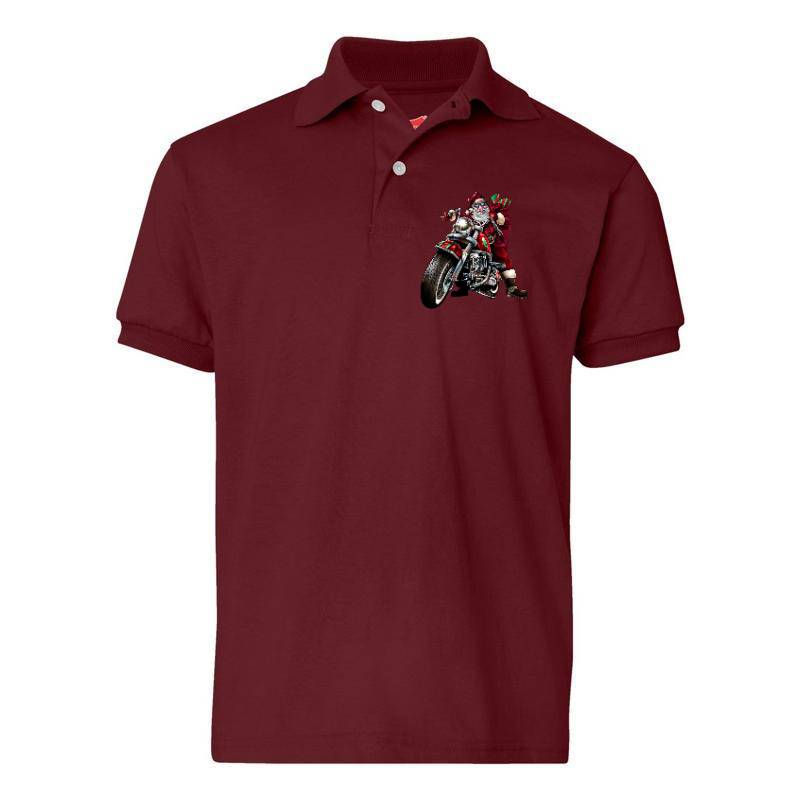 Motorcycle Santa Claus Polo T-Shirt