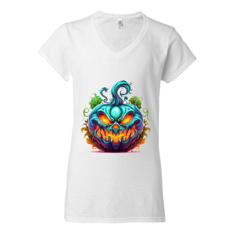 Scary Pumpkin V-Neck T-Shirt