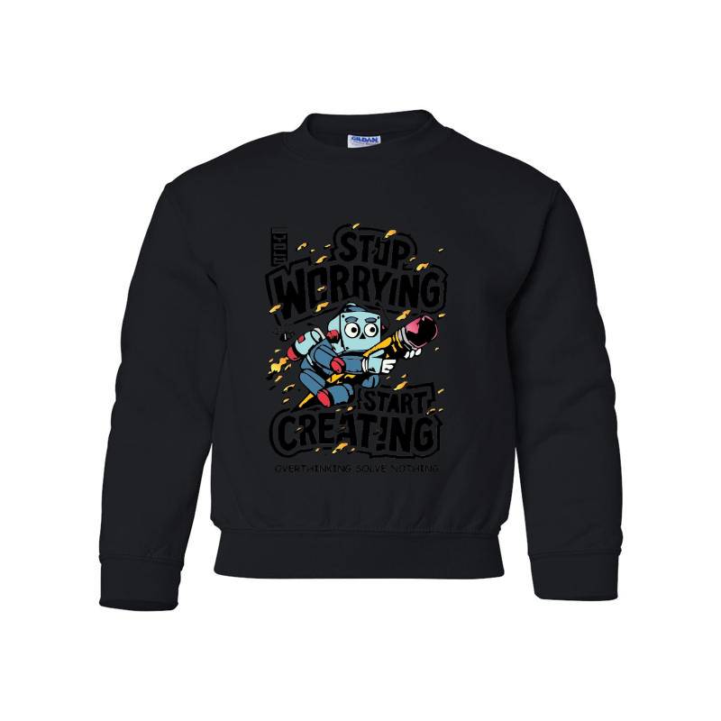 Stop Worrying Start Creating Youth Crewneck Sweatshirt 