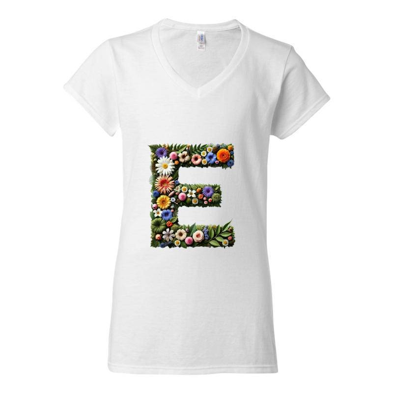 Letter E V-Neck T-Shirt