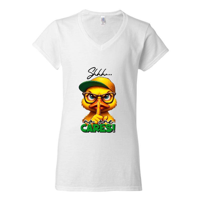 No One Cares Duck V-Neck T-Shirt