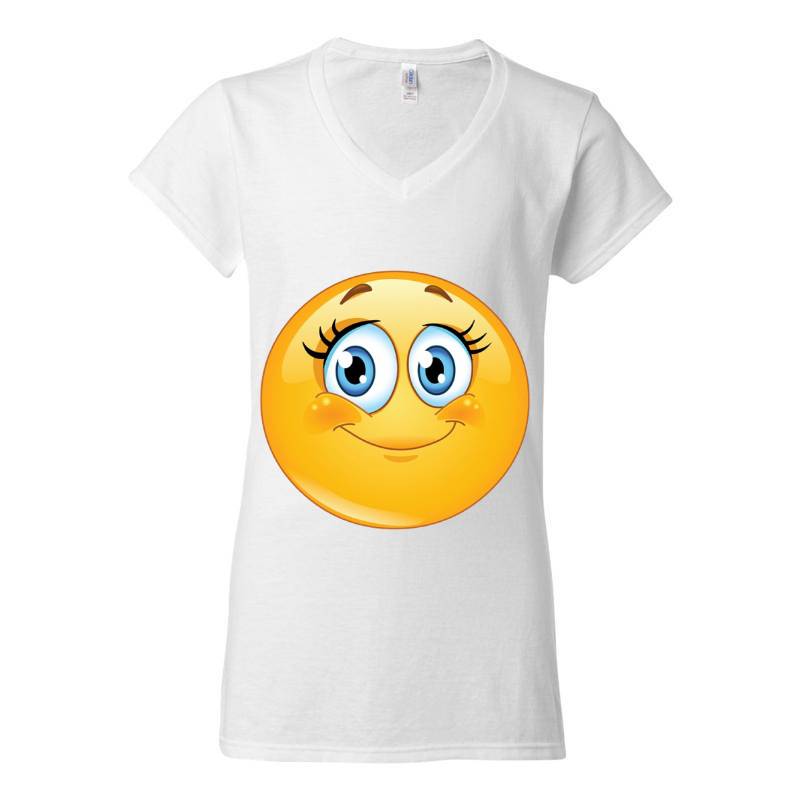 Cute Smiley Emoji V-Neck T-Shirt