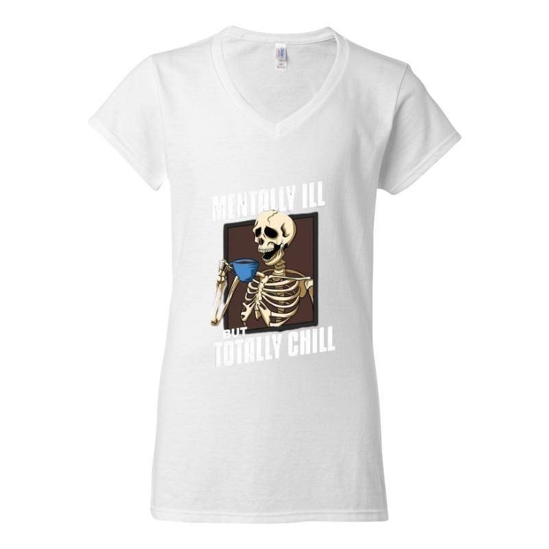 Mentally ill Skull V-Neck T-Shirt