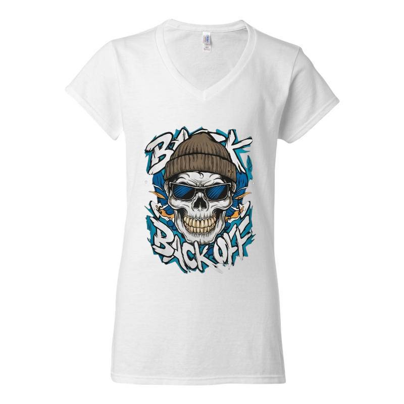 Back off Skull V-Neck T-Shirt