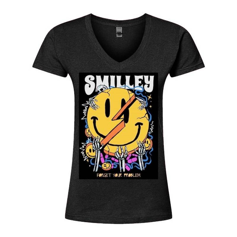 Smile Skull V-Neck T-Shirt