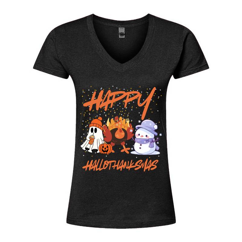 Happy Hallothanks V-Neck T-Shirt