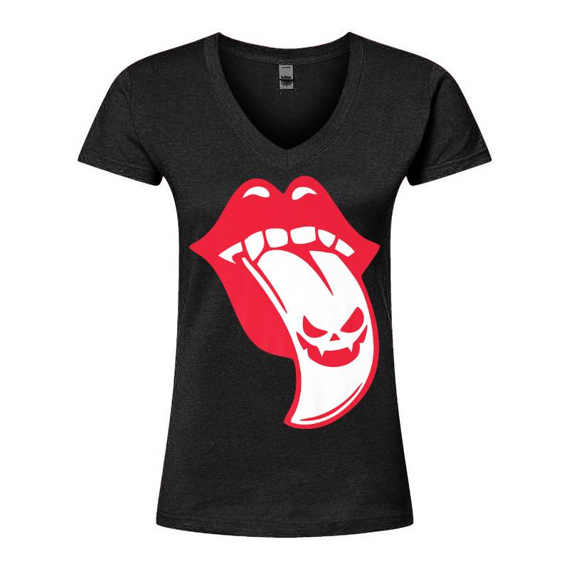 Tongue Out V-Neck T-Shirt
