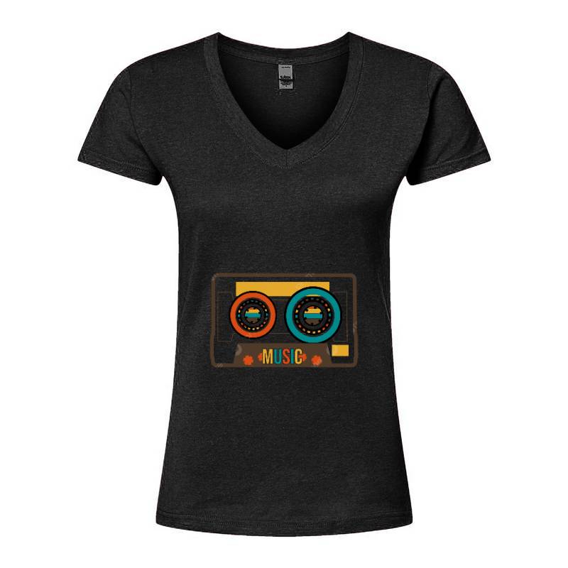 Cassette Tape V-Neck T-Shirt