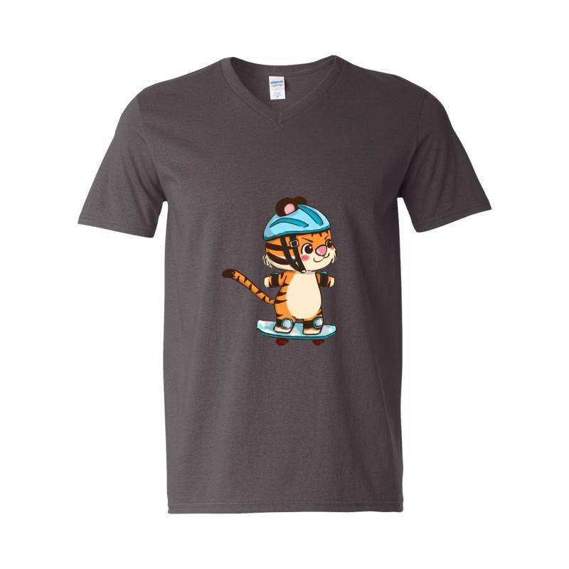 Skating Cat V-Neck T-Shirt