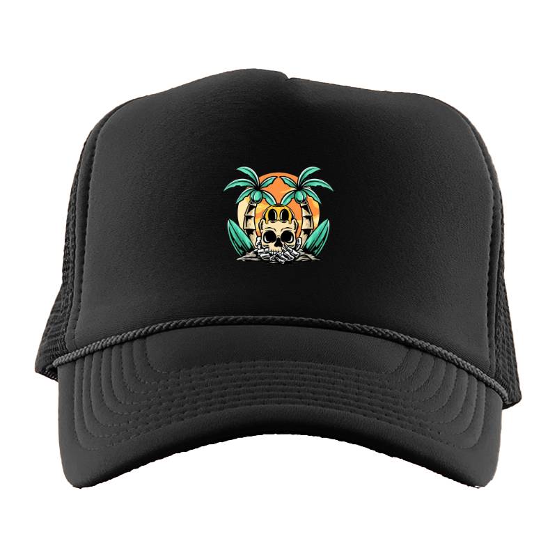 Palm and Skull Trucker Hat