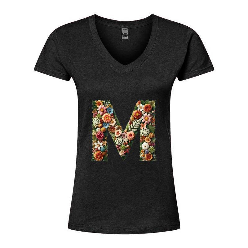 Letter M V-Neck T-Shirt