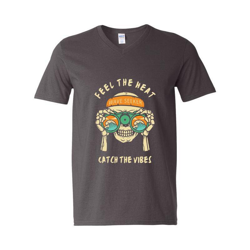 Catch The Vibes Skull V-Neck T-Shirt