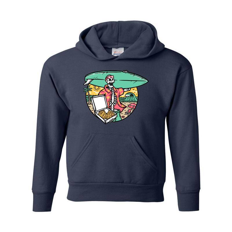 Surfer Skull and Pizza Hoodie