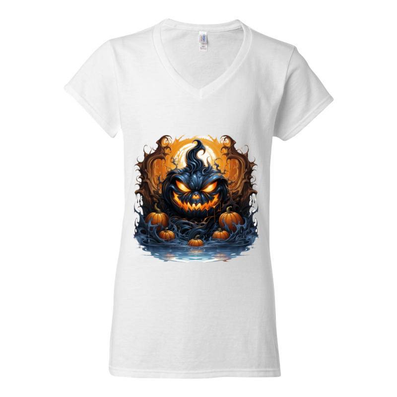 Scary Pumpkin V-Neck T-Shirt