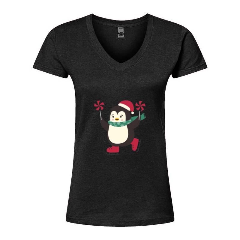 Cristmas penguin V-Neck T-Shirt