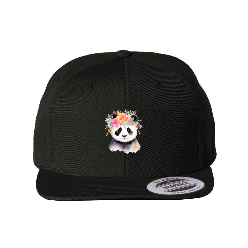 Panda with flowers Snapback Cap
