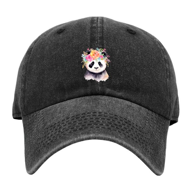 Panda with flowers Baseball Cap