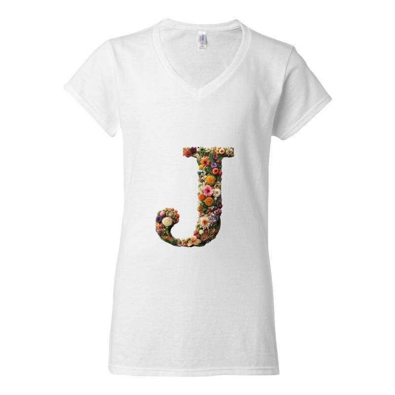 Letter J V-Neck T-Shirt