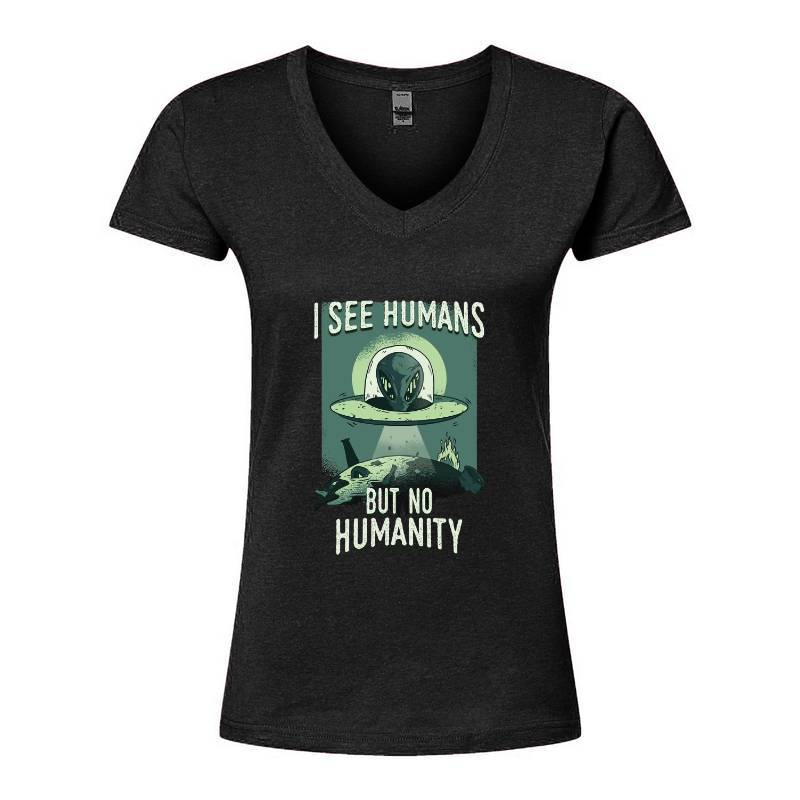 I See Humans But Nı Humanity V-Neck T-Shirt