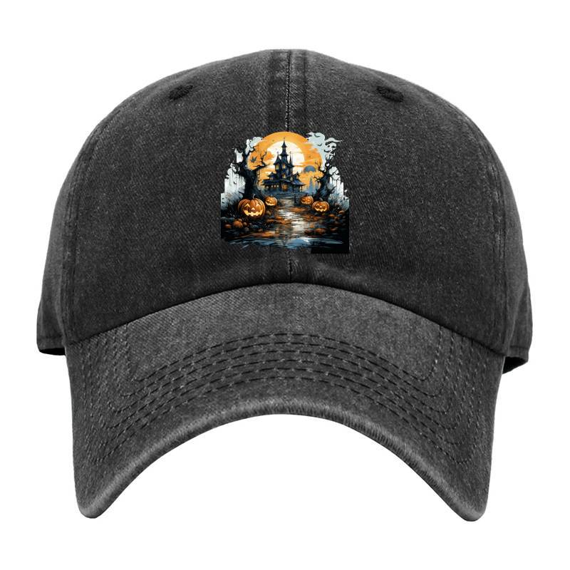 Halloween Castle Pumpkin Lantern Baseball Cap