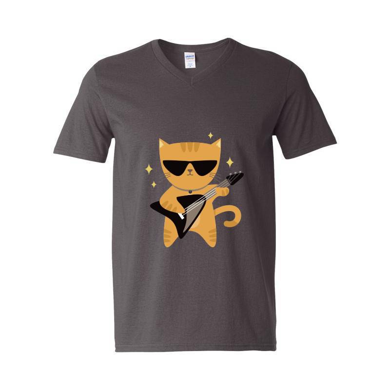 Cat Guitar V-Neck T-Shirt