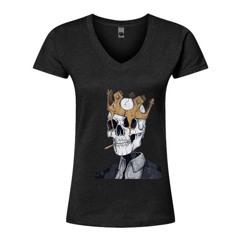 King Skull V-Neck T-Shirt