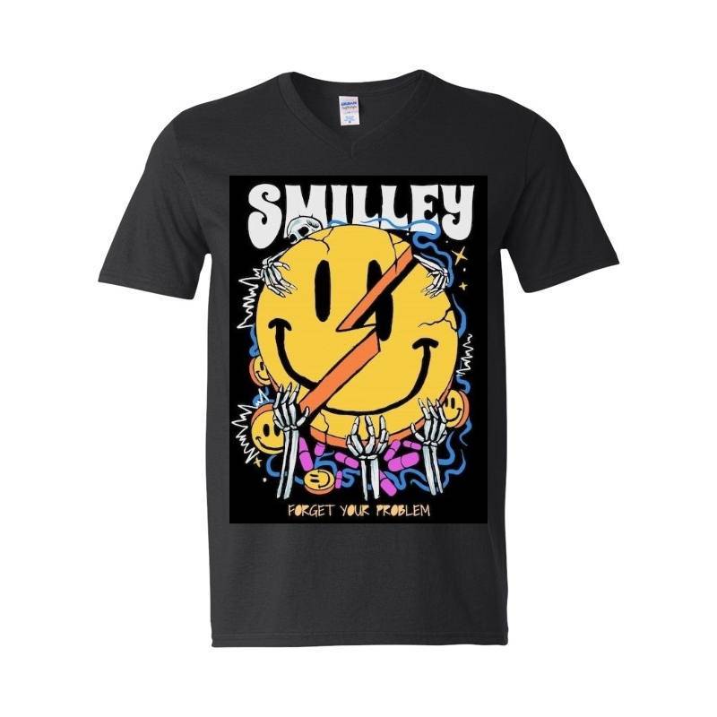 Smile Skull V-Neck T-Shirt